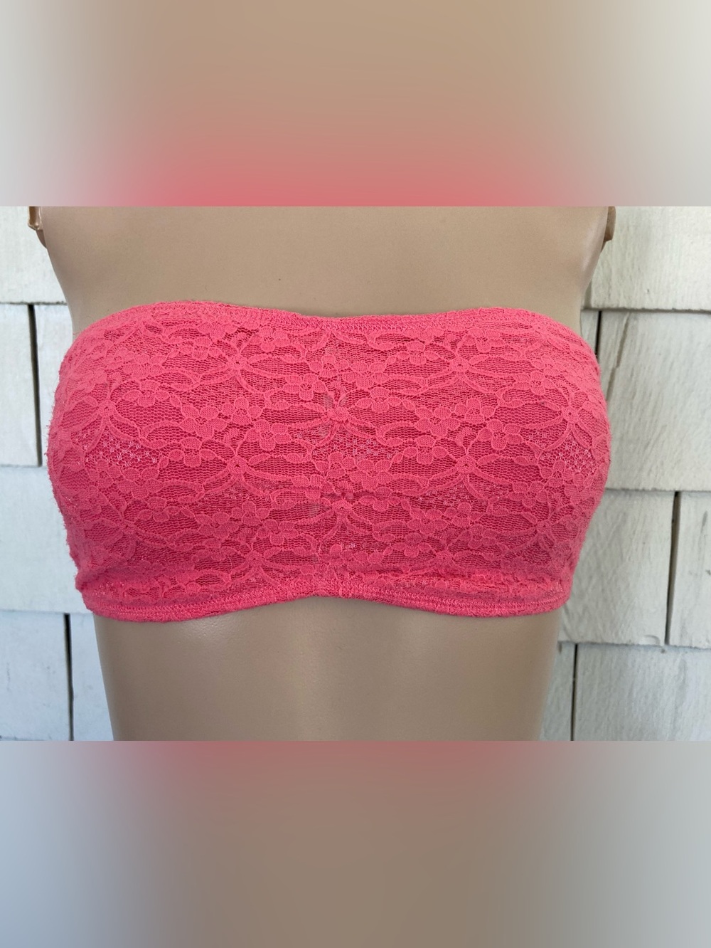 Aerie Pink Lace Strapless Bandeau Bralette Size Medium